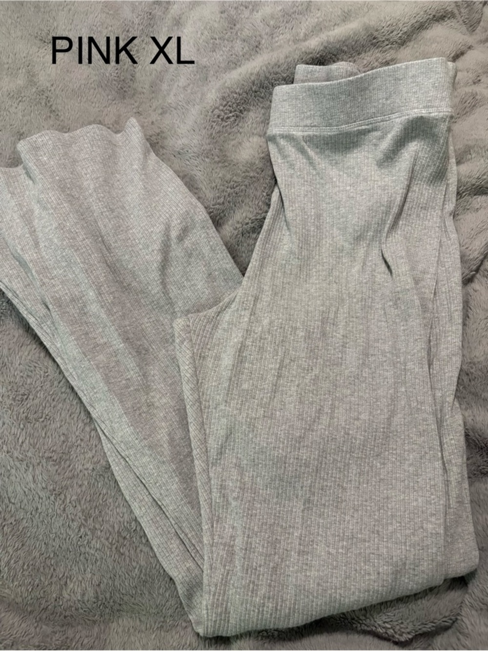 PINK Cozy Ribbed Leggings in Light Gray